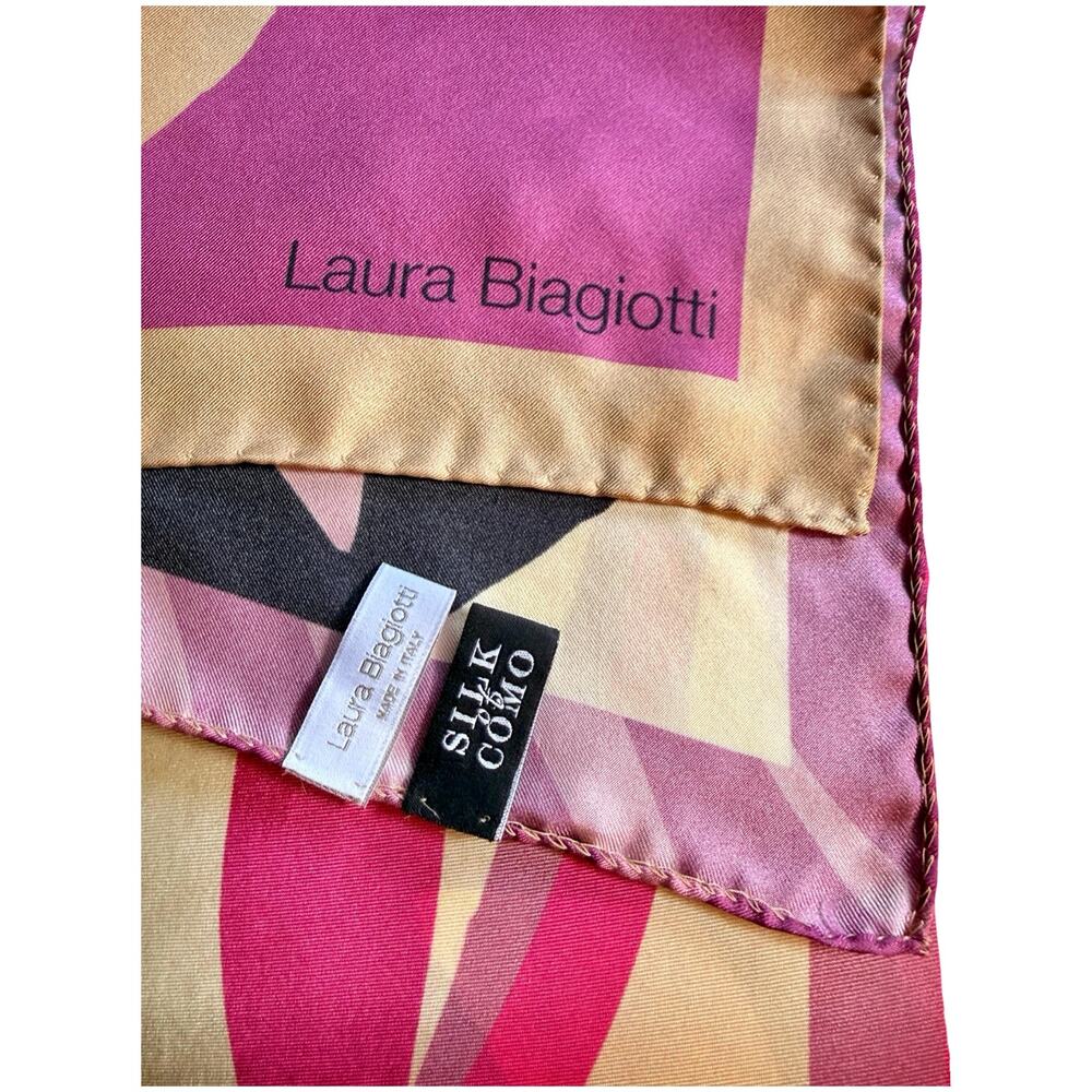 Rare Vintage Laura Biagiotti Silk Di Como Italian Scarf Abstract Print 34x34 - Picture 12 of 12